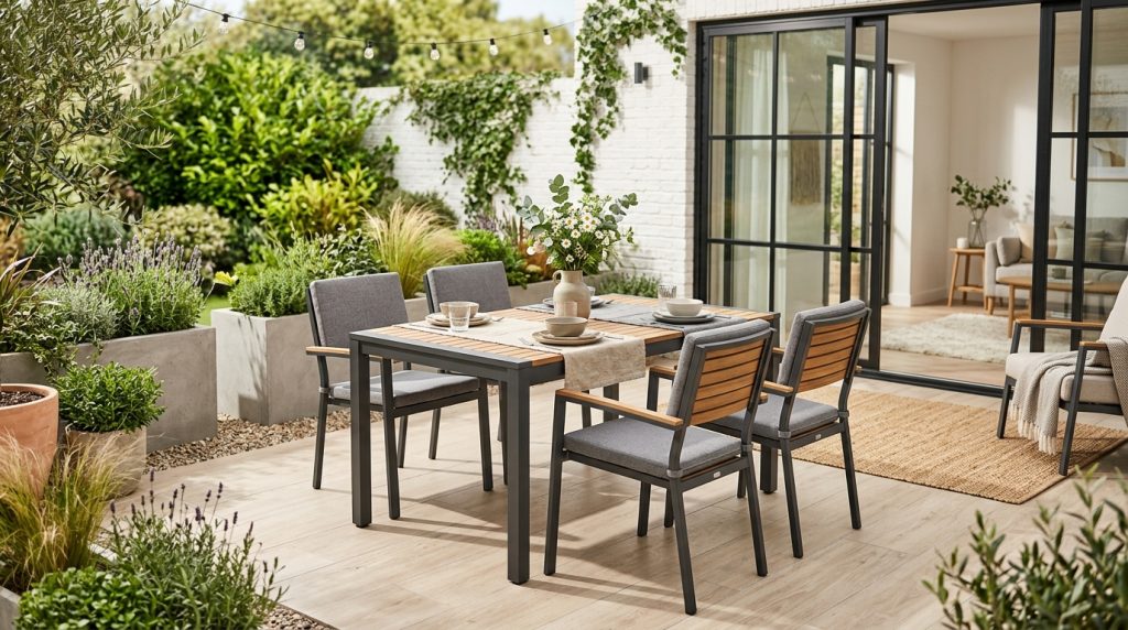 mobilier de grădină set masă și scaune pe terasă modernă