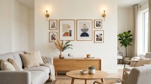 Decorațiuni de perete pentru living - tablouri, aplice și rafturi decorative